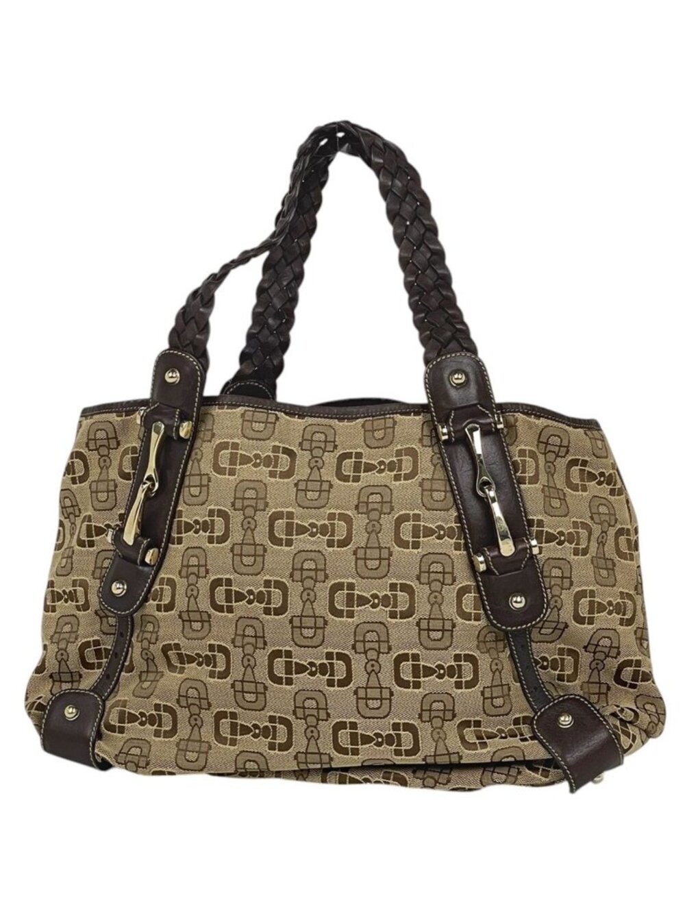 Gucci Handbag Horsebit Canvas Brown